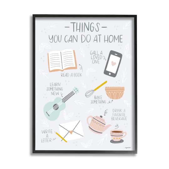 Stupell Industries Things To Do At Home Illustrated Self Care Guide in Frame Wall Art
